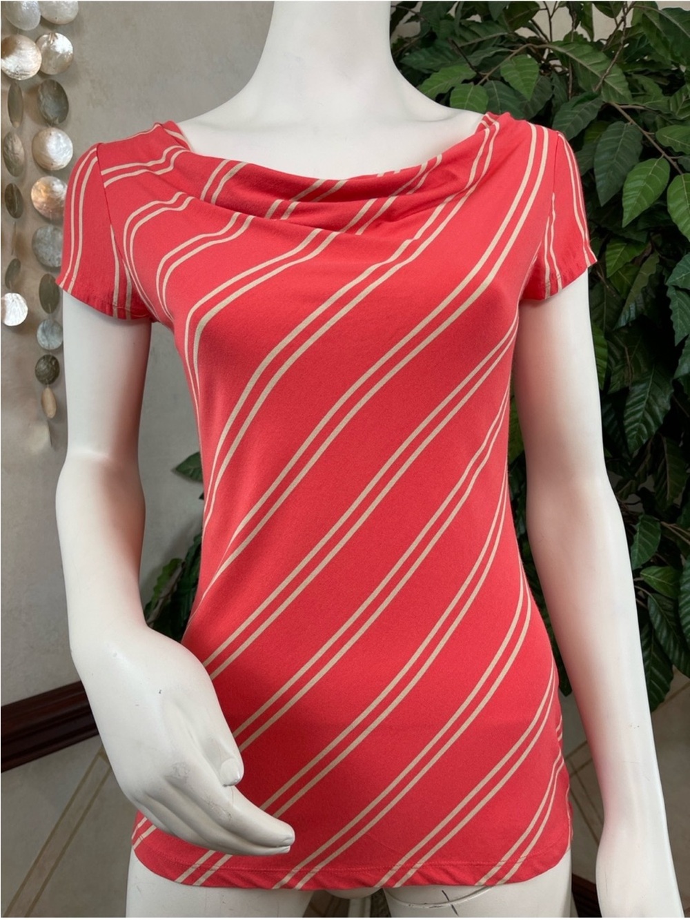 THE LIMITED CORAL DRAPE NECK TOP